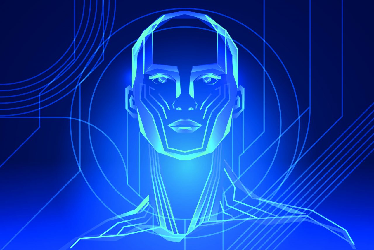 Android robot or human body enhancement concept. Artificial int